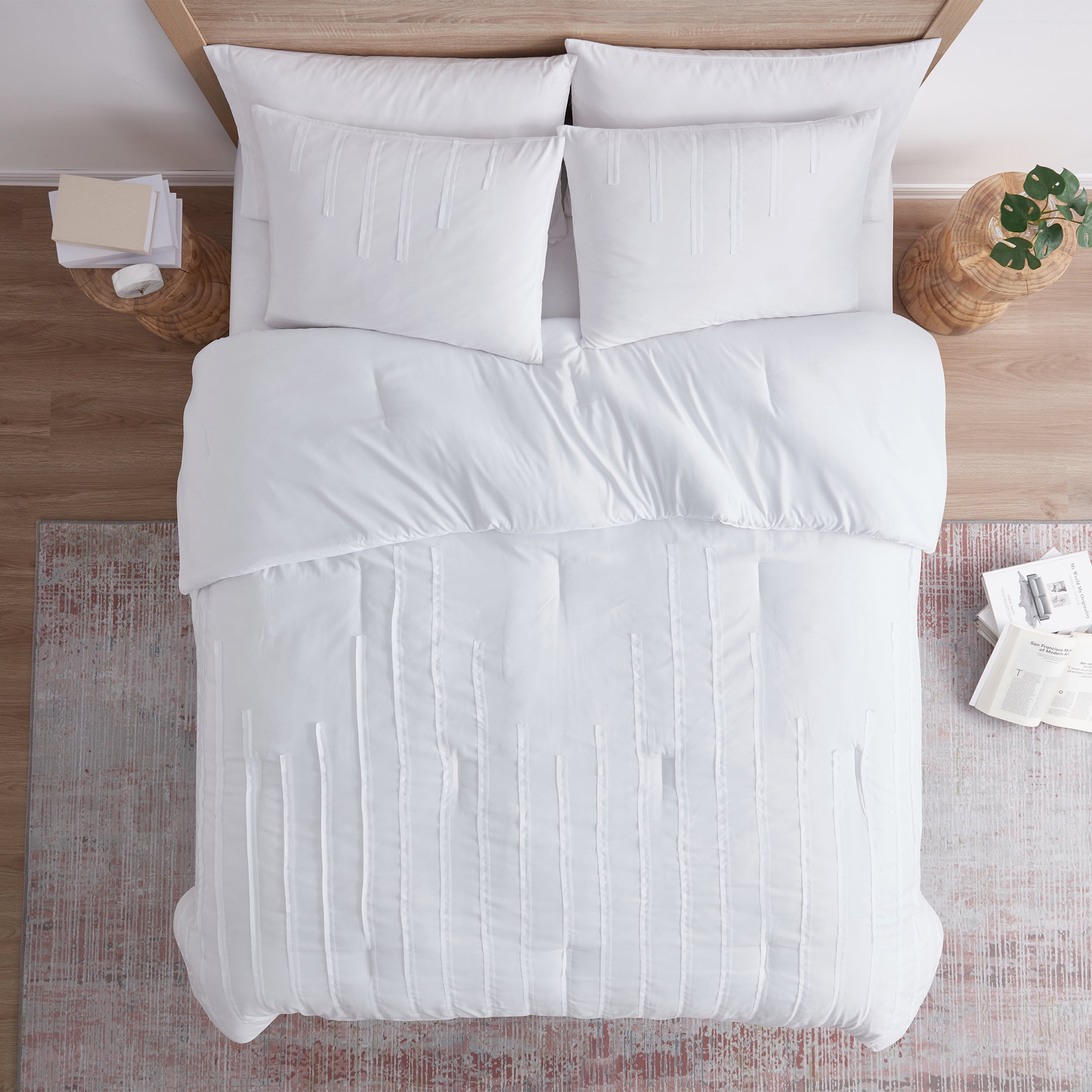Jade + Oake Ridney 3-Piece White Striped Comforter Set, King