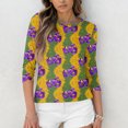 thumbnail image 5 of Mardi Gras Shirts for Women Sequins 3/4 Sleeve Novelty Tunic Tops Crew Neck Sparkly Green Blouse Yellow XL, 5 of 7