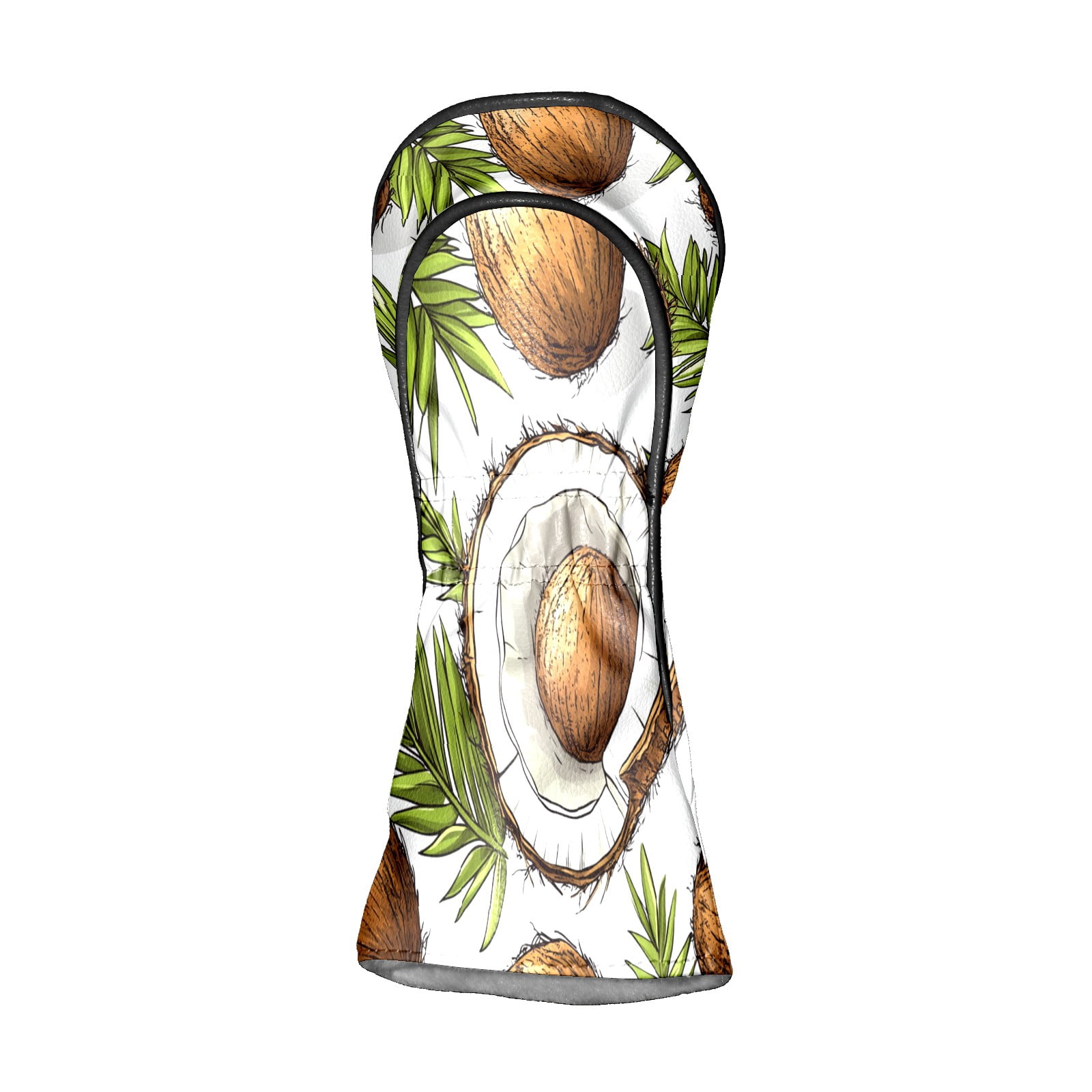 Golf Club Covers PU Leather Waterproof Head Covers for Fairway Woods Hybrids Coconut Palm Leaves