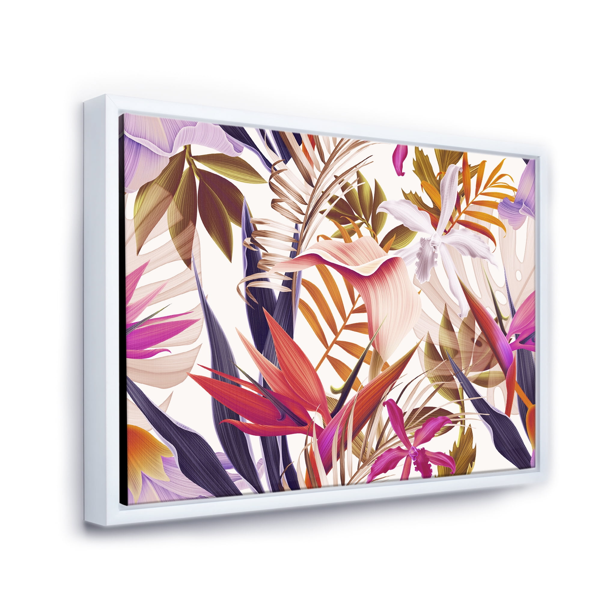 Designart 'VIntage Tropical Flowers III' Traditional Framed Canvas Wall Art Print