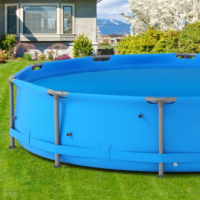 Costway 12ft x 30in Metal Frame Above Ground Swimming Pool with 12 FT Solar Pool Cover