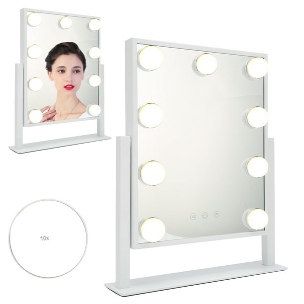 Miroir De Maquillage à LED, Miroir De Courtoisie Lumineux, écran Tactile De  Table, Température De Couleur 3 Pour Salle De Bain Prise Américaine 
