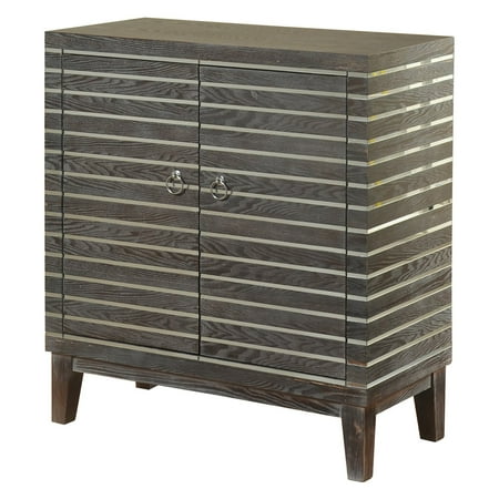 Sharps Horizontal Entry Locking Cabinet - Horizontal Mirror Strips Two-Door Cabinet - Graphite Grey Finish