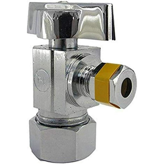 Lasco Fittings Angle Stop Valve Quarter Turn Ball - 5/8 In Compression Inlet x 1/4 In Outlet, Chrome