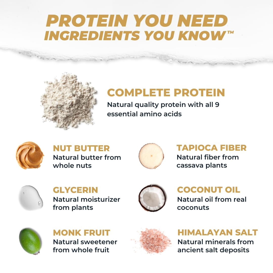 Atlas Protein Bar, Salted Peanut Butter, 20g Protein, 1g Sugar, 0g Seed Oils, 0g Artificial Sweeteners, 12-Pack