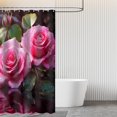 thumbnail image 6 of Rose Floral Shower Curtain, Spring Summer Pink Flower Plant Shower Curtain Set Waterproof Bath Curtain Home Bathroom Decor with 12 Hooks, 72x72 inches, 6 of 6