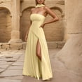 thumbnail image 4 of Women Strapless Long Prom Dress Side Slit Dresses Formal Evening GownsRuched Gown with Scarf, 4 of 7