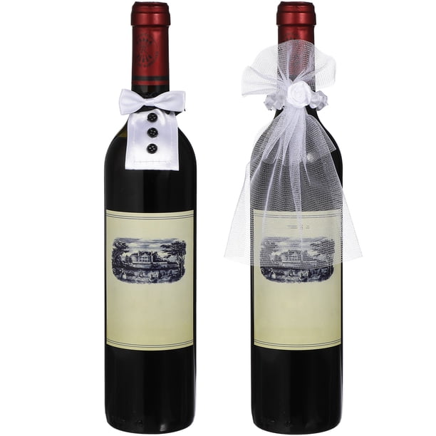 2 pares/4 Uds. Suministros de boda juego de botellas de vino de boda decoraciones de vino tinto