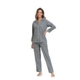 thumbnail image 6 of ANLIQI Women's 100% Cotton Long Sleeve Pajama Sets Button Down Notched Collar Sleepwear Soft Lounge Pjs with Pockets (Dark Grey,M), 6 of 7