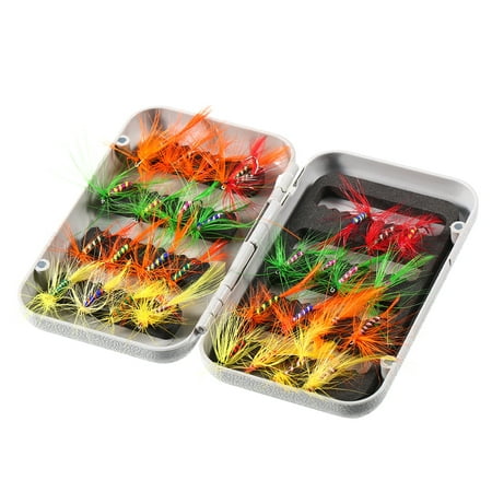 32pcs Fly Fishing Lure Set Artificial Bait with Hooks Carbon Steel Insect Fly Fishing (Best Fly Fishing Bait)