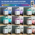 thumbnail image 6 of Modern LED Nightstand with 4 Acrylic Columns and Top Shelf, Wooden End Table with Storage Cabinet, Side Table with Horizontal Stripe Finish, Bedside Table for Bedroom Living Room, White, 6 of 9