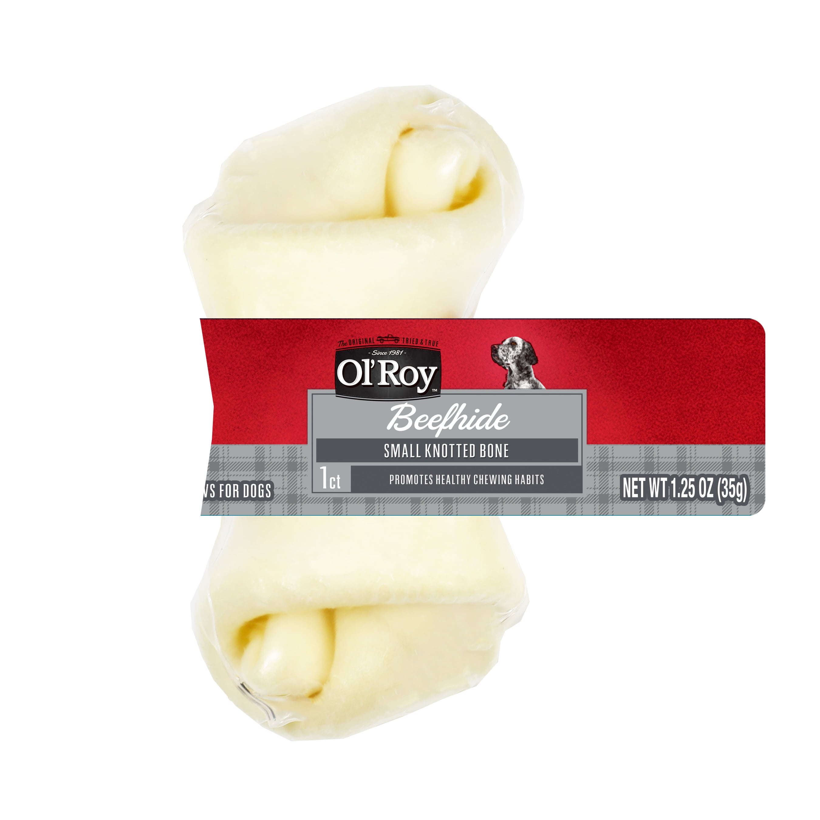 (2 pack) Ol' Roy 4-inch Rawhide Bone Natural Beef hide Chew for Dogs, Natural Flavor Treats for Dogs, 1.23 oz Bag