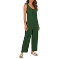 thumbnail image 4 of PWPSG Womens Spaghetti Strap Bow Shoulder Jumpsuit Scoop Neck Wide Leg Pants with Side Pockets Green M, 4 of 6