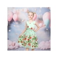 thumbnail image 2 of Sunny Fashion Girls Dress Green Floral Strawberry Embroidery Zigzag Summer 11-12 Years, 2 of 8