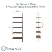 Nathan James Theo Industrial 5-Shelf Reclaimed Wood Ladder Bookcase with Oak Open Shelves and Black Metal Frame