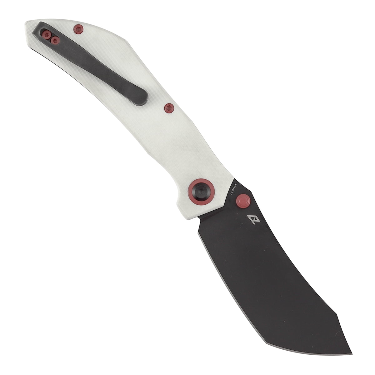 Tenable Tipper Folding Pocket Knife .39'' Blackwash Nitro V Blade,White G10 Handle,B1079A4
