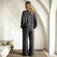 thumbnail image 4 of Domzest 2 Piece Sweatsuits Sets for Women Long Sleeve Crew Neck Sweatshirt and Wide Leg Sweatpants with Pockets Casual Tracksuit for Spring & Fall Dark Gray XL, 4 of 5