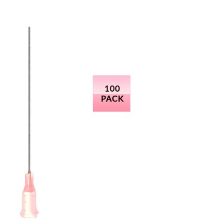 100 Pack of Blunt Tip Lure Lock Dispensing Fill, Industrial/Arts and Crafts Needles, 20 Gauge - Pink, 2" / 5.08cm
