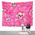 thumbnail image 2 of UFAEZU Cartoon Emo Girl Skull Hair and Crossed Bones Hearts Stars On Purple Wall Art Hanging Tapestry Home Decor for Living Room Bedroom Dorm 51x60 inch, 2 of 2