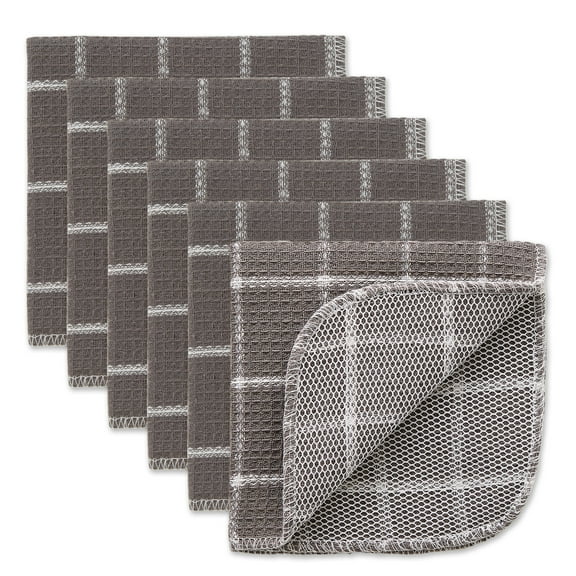 DII Gray Windowpane Scrubber Dishcloth Set of 6