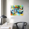 thumbnail image 4 of JEUXUS  Pictures for Living Room Wall Decoration-Large Modern Abstract Canvas Wall Art-Colorful Wall Art-Teal And Blue Line Art - Graffiti Paintings for Bedroom-Office Wall Decor  20x16in, 4 of 6