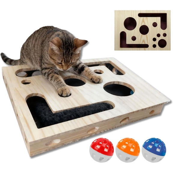 Cat Nail File Enrichment Box, Interactive Cat Scratch Puzzle Toys for Indoor Cats, Kitten Scratcher That Files Nails & Felt Maze Treat Box, Gifts for People Who Love Cats, Sandpaper Inside (1PC)