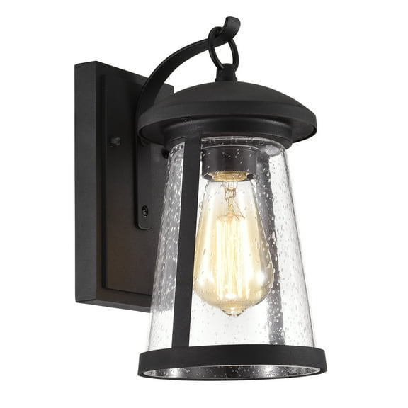 Chloe Lighting Freya 11" 1-Light Steel and Glass Outdoor Wall Sconce in Black