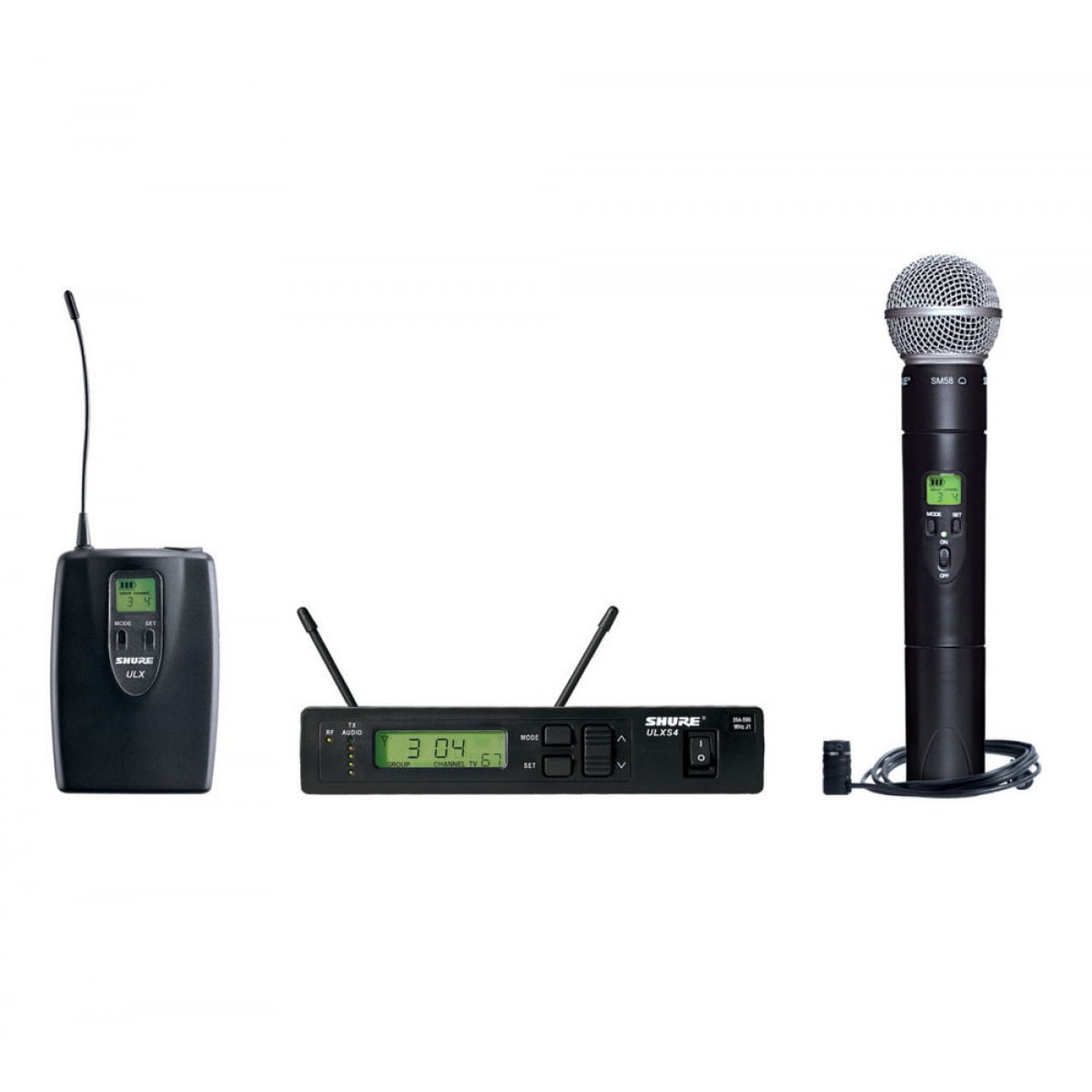 shure ulxs124/85g3 wireless combo microphone system, includes ulxs4