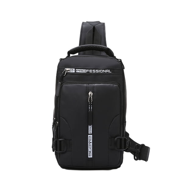 WRKEKC Sac Bandoulière Imperméable pour Extérieur avec Port USB, Sac de Poitrine Léger en Polyester pour Randonnée, Sangle Réglable et Multiples Poches