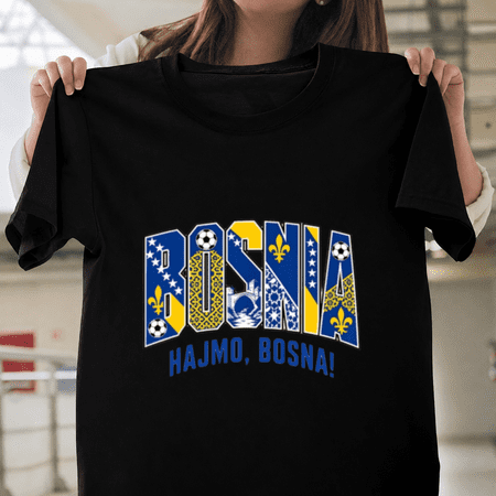 Bosnia Hajmo Bosna Football Soccer Fan Supporter Flag Unisex T-ShirtPlus Size S–5XL Available
