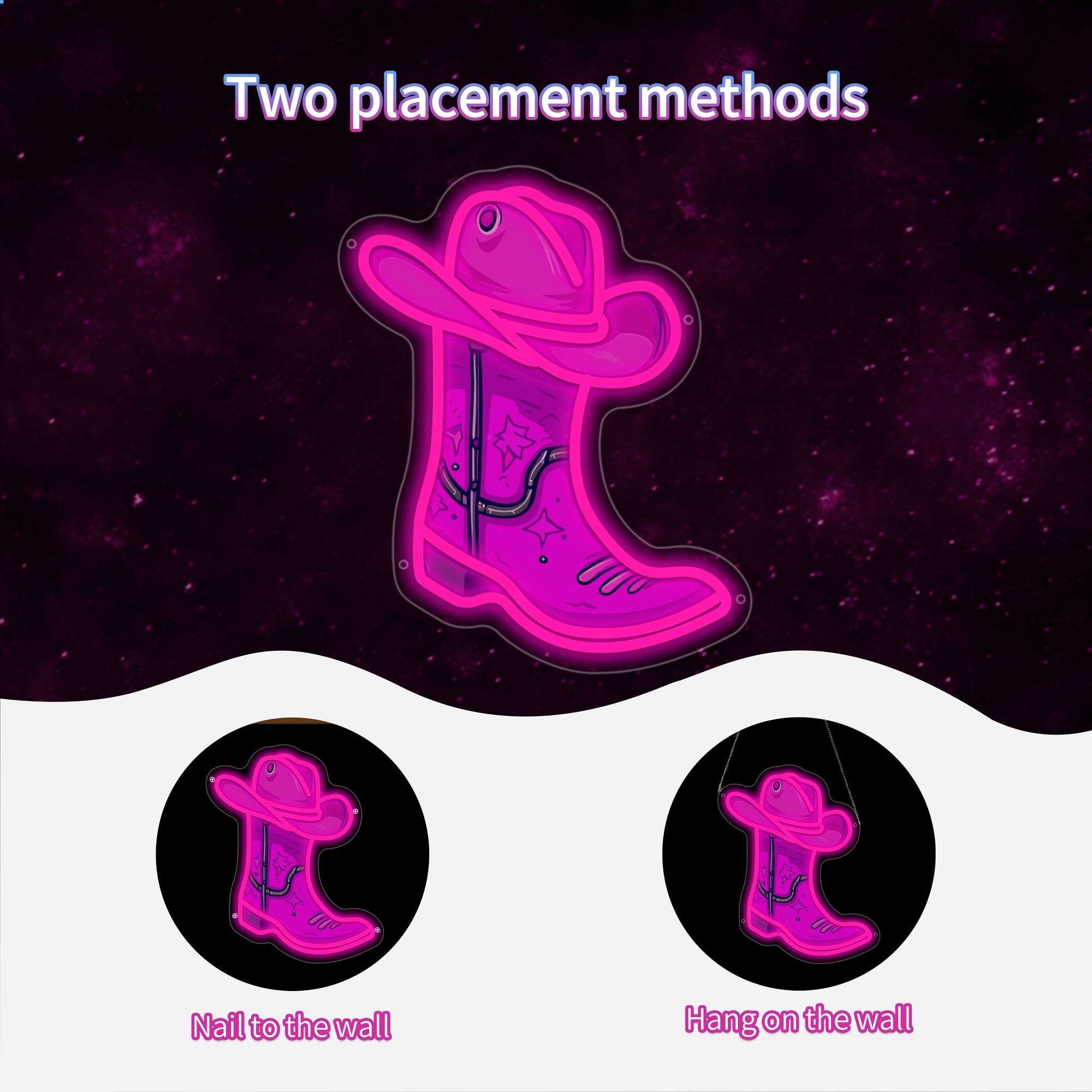 Cowboy Boot with Hat Neon Signs for Wall Decor, Pink Cowgirl Boot Led Sign, Pink Neon Light Sign for Game Room Bedroom Party Bar Decor Birthday Christmas, Neon Gift for Girls