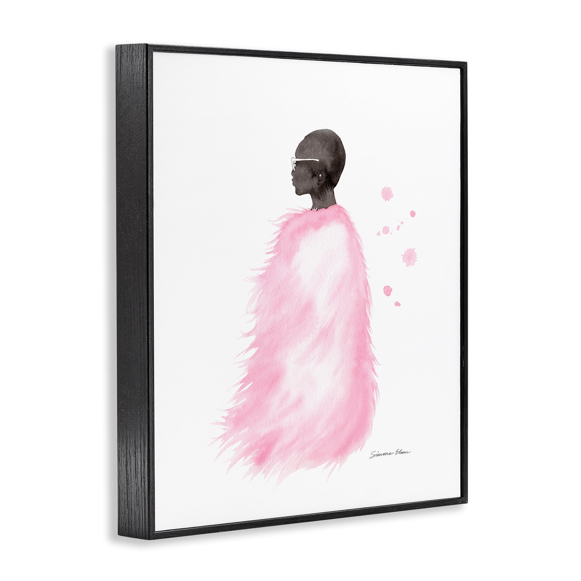 Stupell Industries Pink Fur Coat Portrait Black Framed Giclee Art, design by Simone Elum
