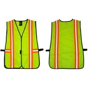 G & F Industrial Safety Vest with Reflective Strips, Neon Lime Green
