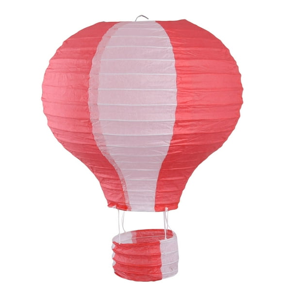 Papier Décor Suspendu Lanterne Ballon à Air Chaud Rouge Blanc 10 Pouces Dia