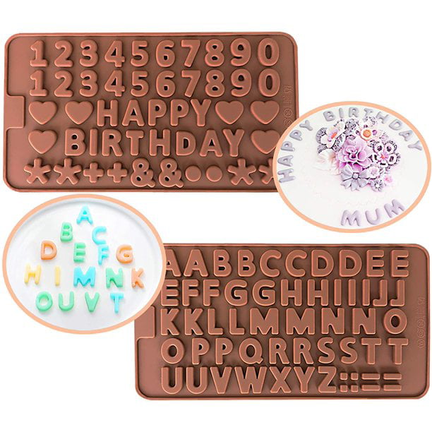 Silicone Letter Mold Number Chocolate Molds 4Pcs Happy Birthday