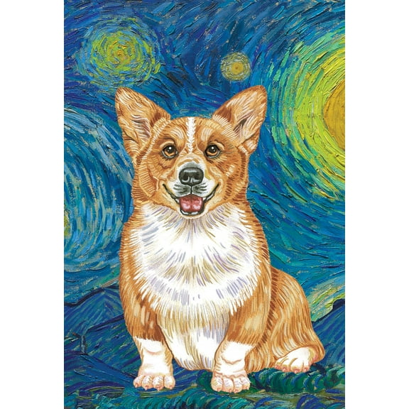 Corgi - Best of Breed Van Gogh Garden Flag