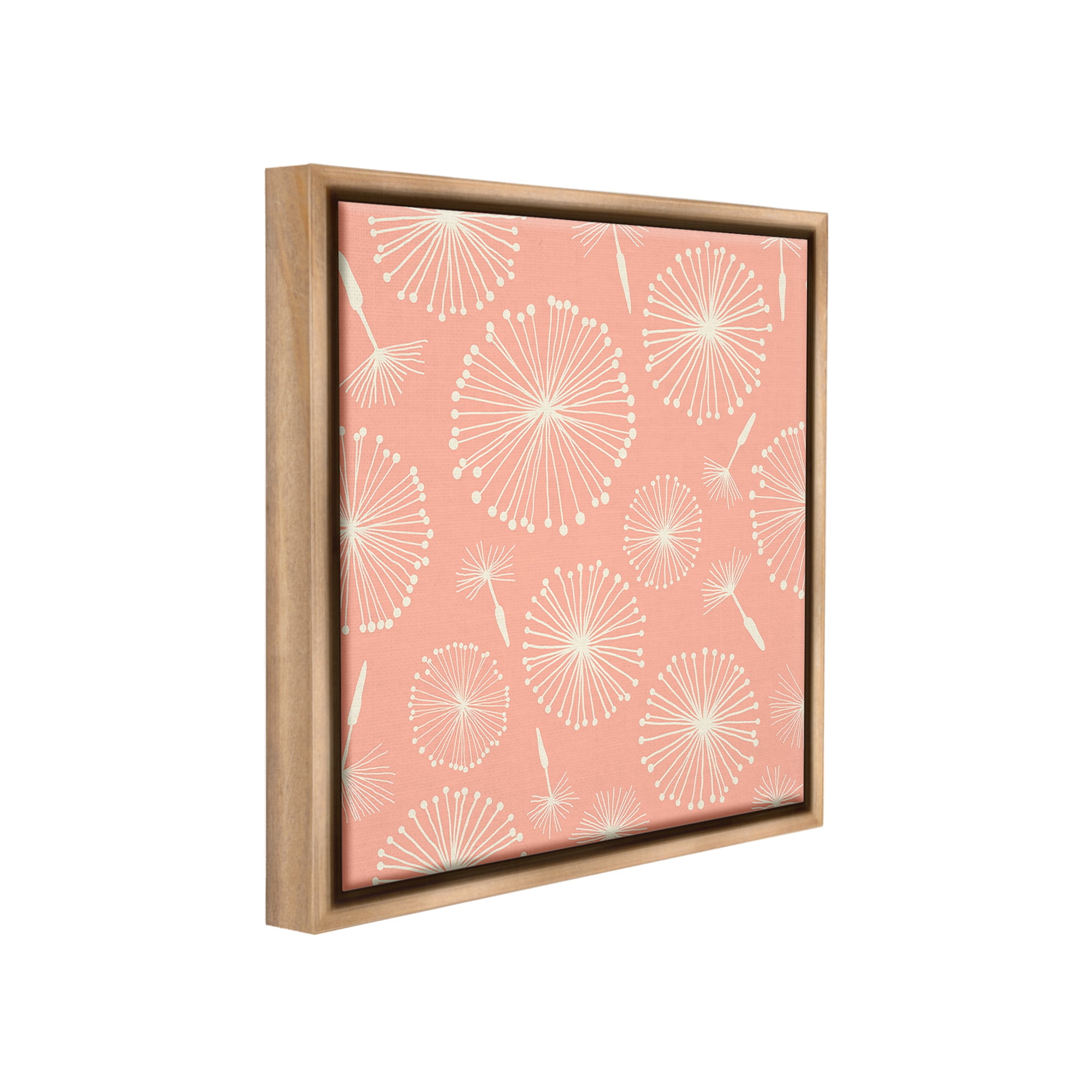Stupell Industries Dandelions on Blush Botanical & Floral Painting Brown Floater Framed Canvas Art Print Wall Art, 18 x 18