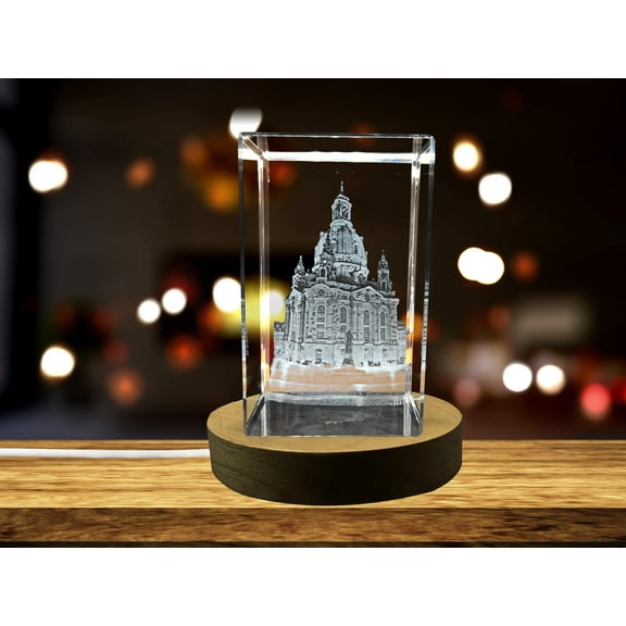 Dresden Frauenkirche 3D Engraved Crystal Keepsake Souvenir