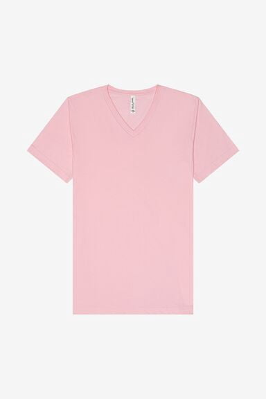 BELLA+CANVAS Adult Short Sleeve V-Neck Personalized T-Shirt, Create your own Designs, Pink, Medium, Unisex