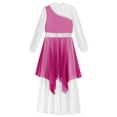 thumbnail image 6 of YiZYiF Girls Metallic Color Block Church Praise Dance Dress Long Sleeve Worship Liturgical Tunic Hot Pink 12, 6 of 7