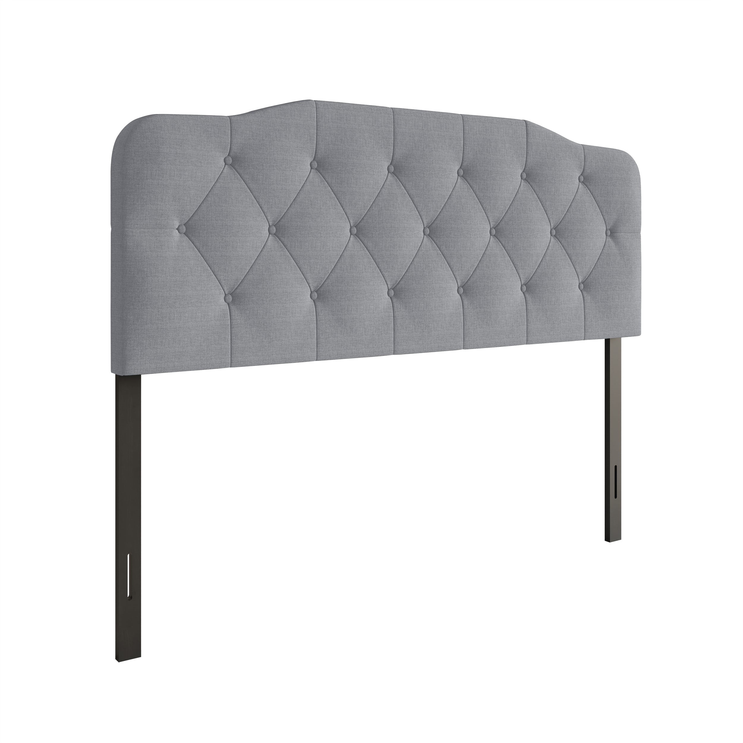 Home Design Angela King Button-Tufted Upholstered Headboard with Adjustable Height and Foam Padding, Grey, Easy assembly
