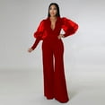 thumbnail image 2 of TAIAOJING Womens Rompers Jumpsuits Long Sleeve Mesh V Neck Casual Long Sleeve Rompers Wide Jumpsuits, 2 of 5