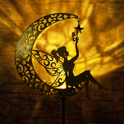 MEHOOM 32 Moon Fairy Solar Garden Lights, Decorative Solar Lights for Outside, Solar Powered Outdoor Lights, Outdoor Solar Lights for Walkway Yard Pathway Decor for Christmas Decorations