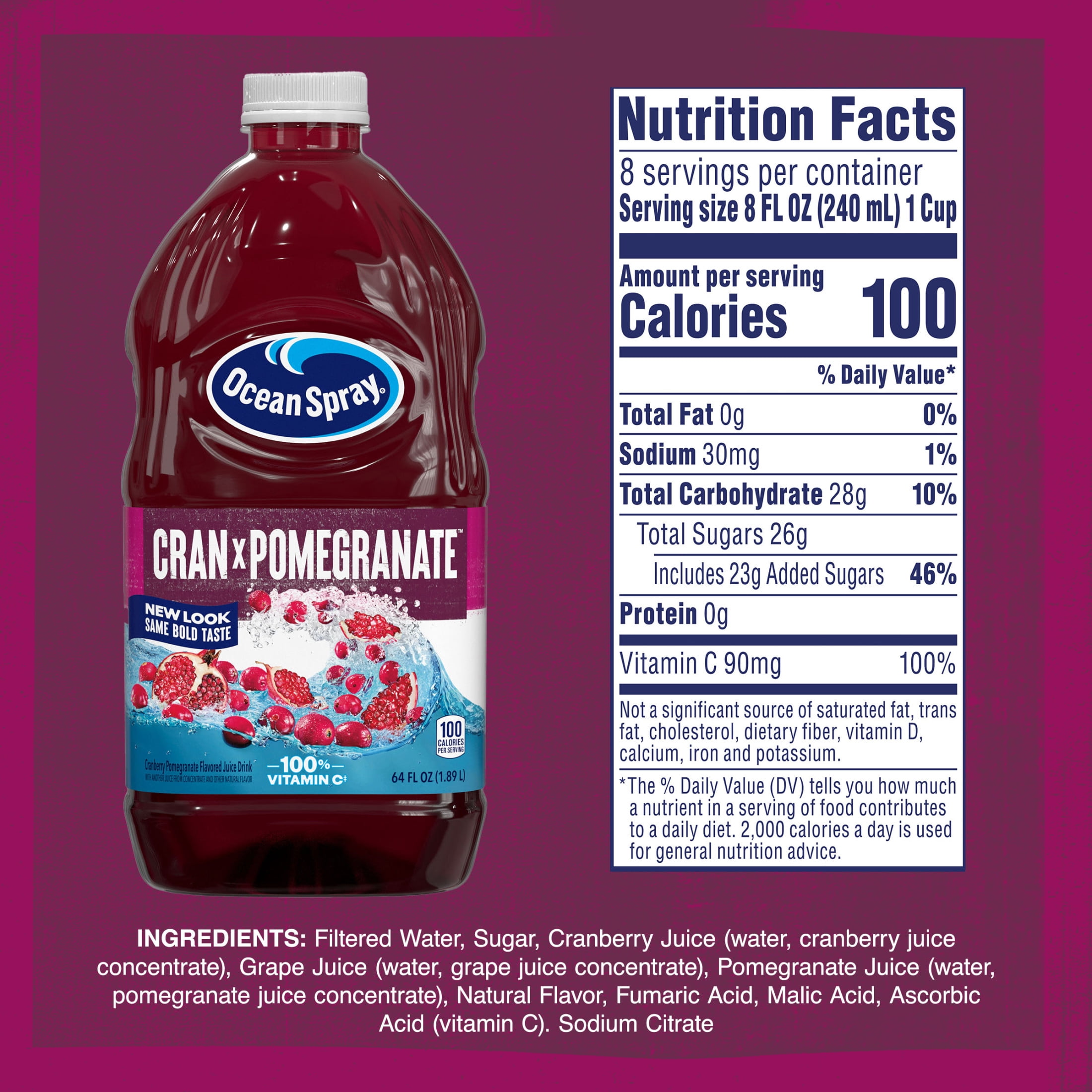 (8 pack) Ocean Spray® Cran-Pomegranate™ Cranberry Pomegranate Juice Drink, 64 fl oz Bottle