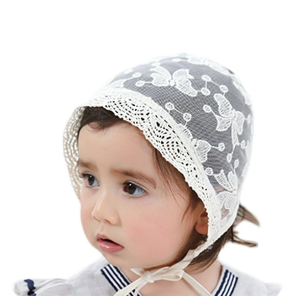 Coofit Casquette de Soleil pour Bébé Respirante en Dentelle avec Fleurs et Nœud, Bonnet de Soleil pour Nourrissons