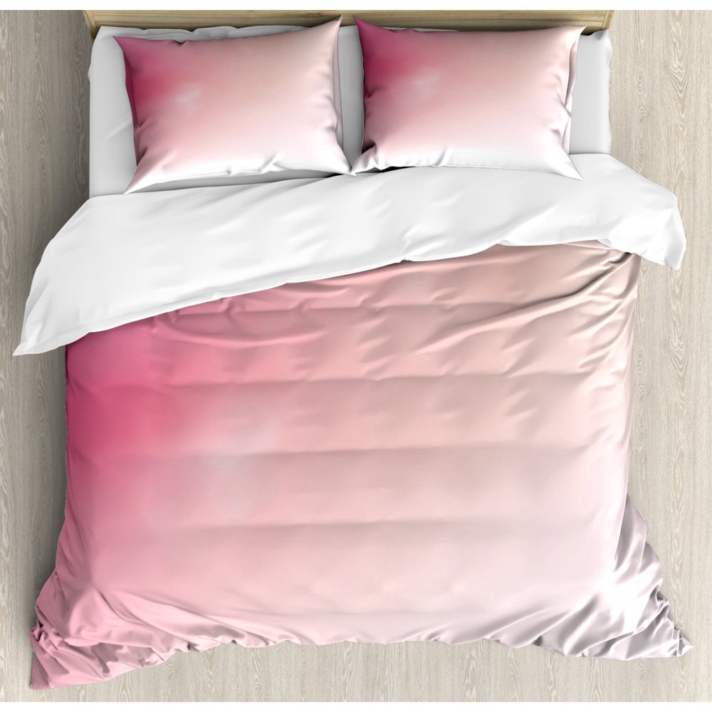 Peach Queen Size Duvet Cover Set, Blurred Background Changing Colors