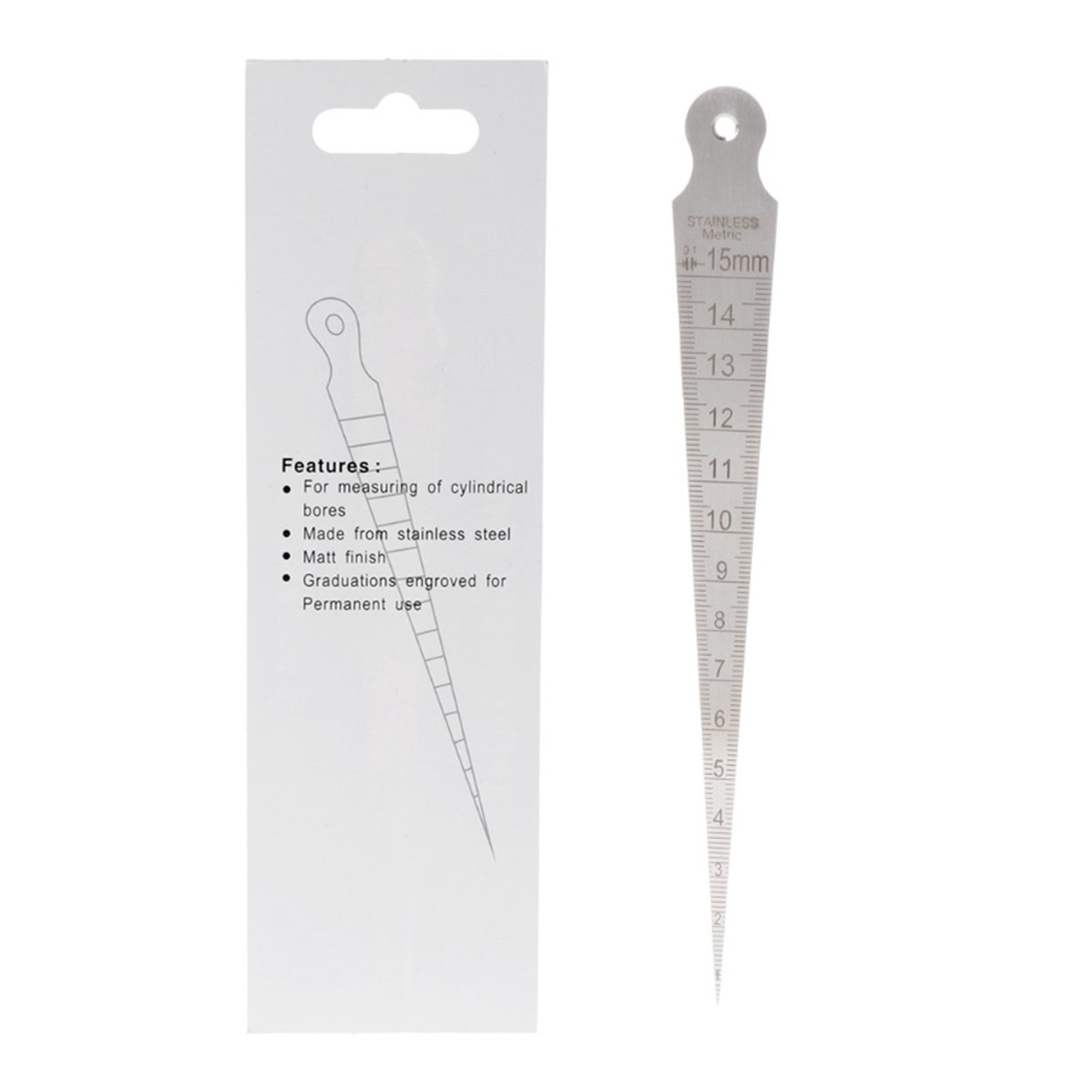 Stainless Steel Wedge Feeler Gauge For Gap Hole Measuring Tool 1-15mm For Diameters Of Small Holes/Slots ,Easy to Use