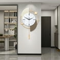 thumbnail image 2 of Large Decorative Wall Clock with Pendulum for Living Room, Metal Hands, Orange Accent White Dial, Silent Metal for Living Room, Bedroom, Study, Office, 2 of 7