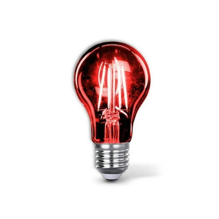 Red Hour Glass Red Led Light Bulb A19 3.5 Watt E26 Medium Base 27,000 Hour Lifespan Clear Glass Lights up Red Saving Energy Dimmable (Red) ()