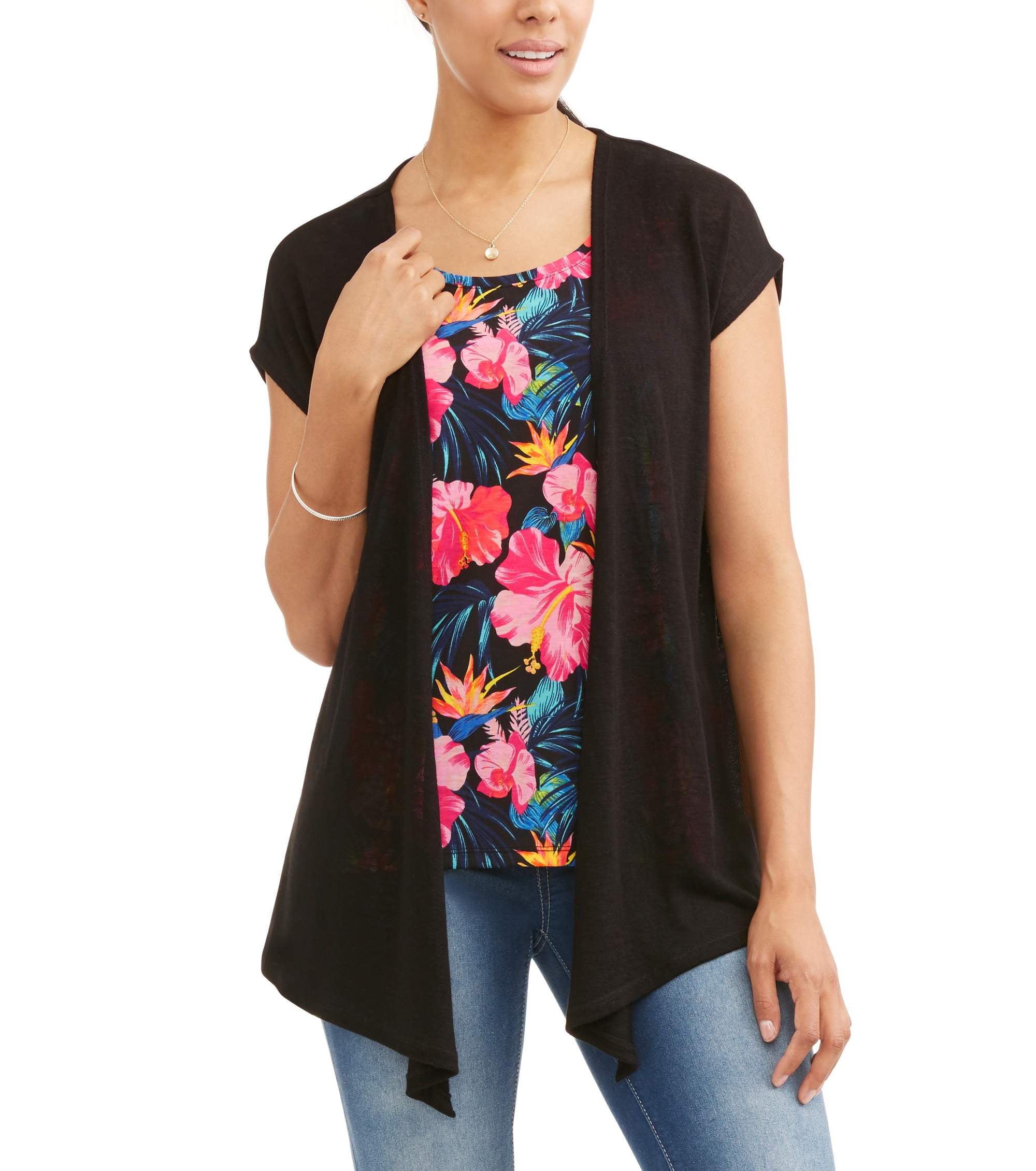 Women's 2fer Flyaway Cardigan Tank Set